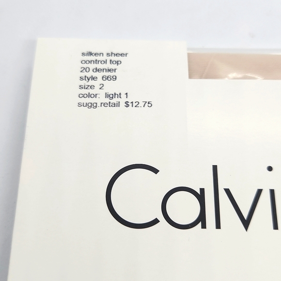 New Calvin Klein Silken Sheer Control Top Hose in Color Light 1 - 2 Pair - Picture 4 of 7